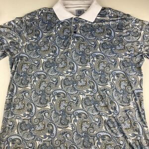 Kilburne Finch Mens Polo XXL Paisley Blue White Performance Shirt NWT Golf